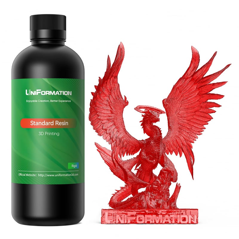 Uniformation 3D Printer Resin Standard 2KG Fast UV Curing Plant-Based 3D Resin Liquid with High Precision Low Viscosity Suit for SLA/LCD/DLP Printing Transparent, 2x1KG Clear Red - Image 1